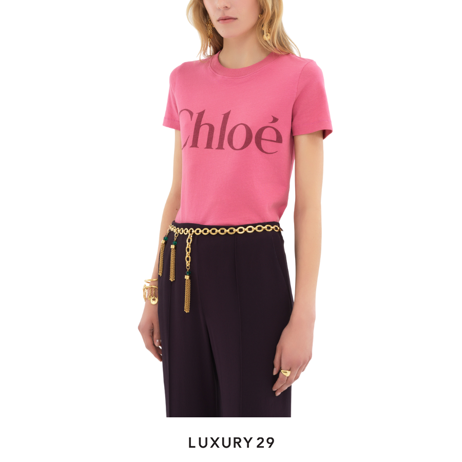 Chloe Baby fit logo T-shirt in cotton jersey Sweet Pink CHLOE