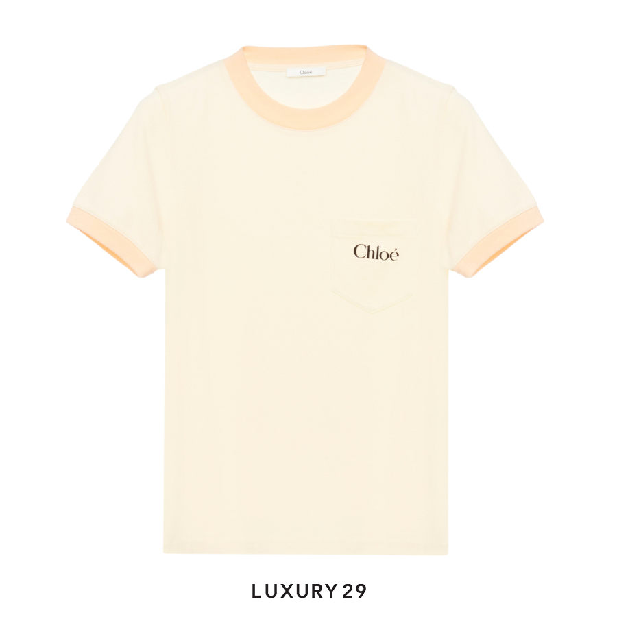 Chloe Crew-neck logo T-shirt in cotton jersey Blondie Yellow CHLOE