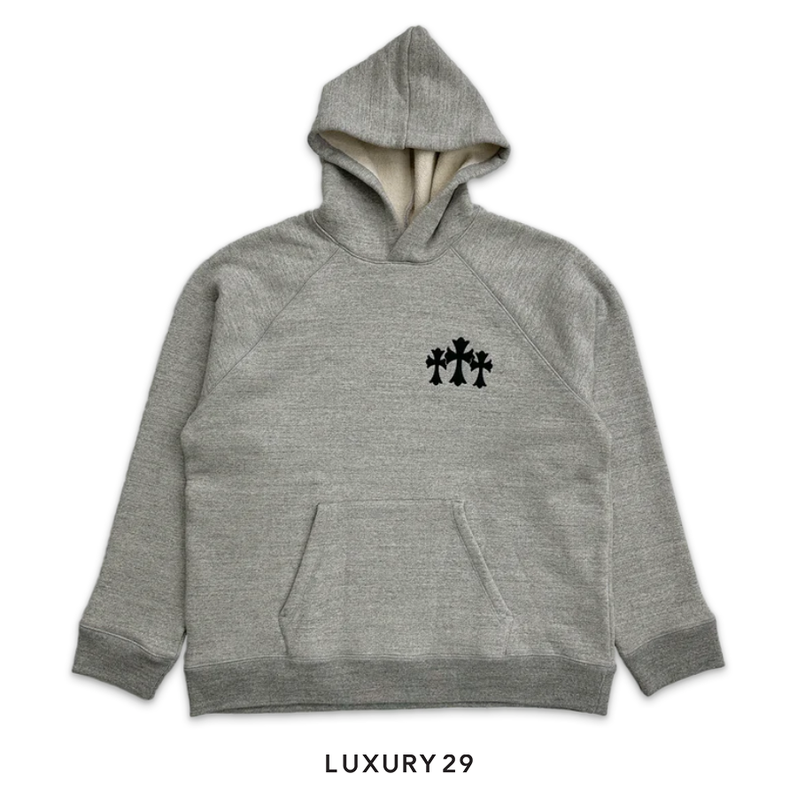Chrome Hearts Back CH Logo Cross Hoodie Grey CHROME HEARTS