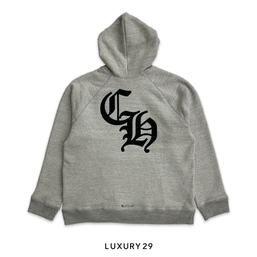 Chrome Hearts Back CH Logo Cross Hoodie Grey CHROME HEARTS