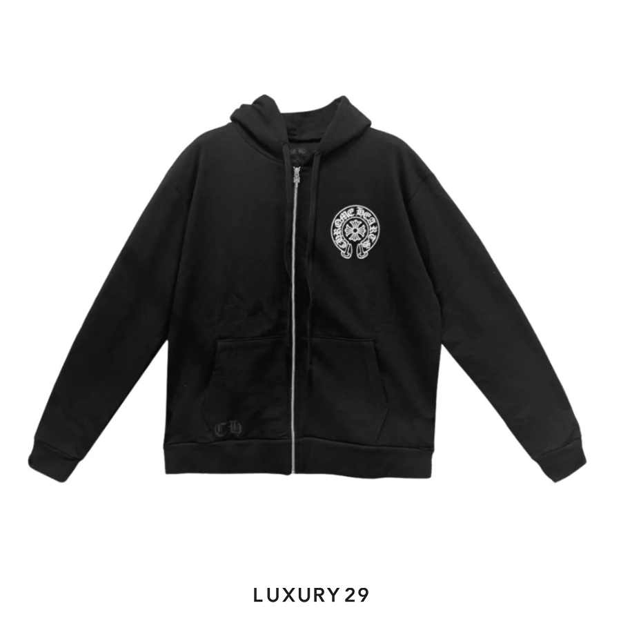 Chrome Hearts Beijing Edition Horseshoe Logo Zipped Hoodie Black CHROME HEARTS Luxury29