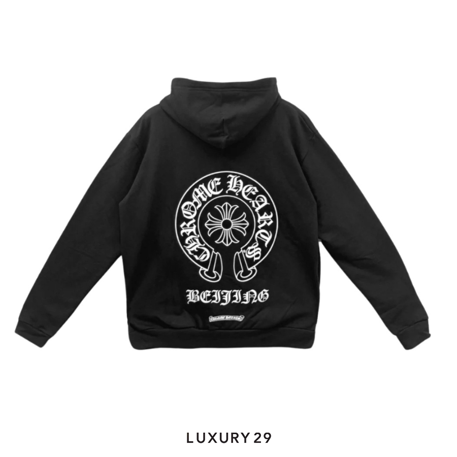 Chrome Hearts Beijing Edition Horseshoe Logo Zipped Hoodie Black CHROME HEARTS Luxury29