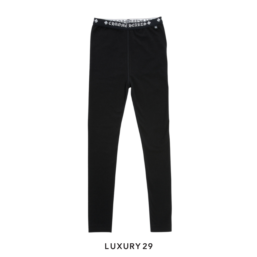 Chrome Hearts Black Script Logo Leggings Black CHROME HEARTS