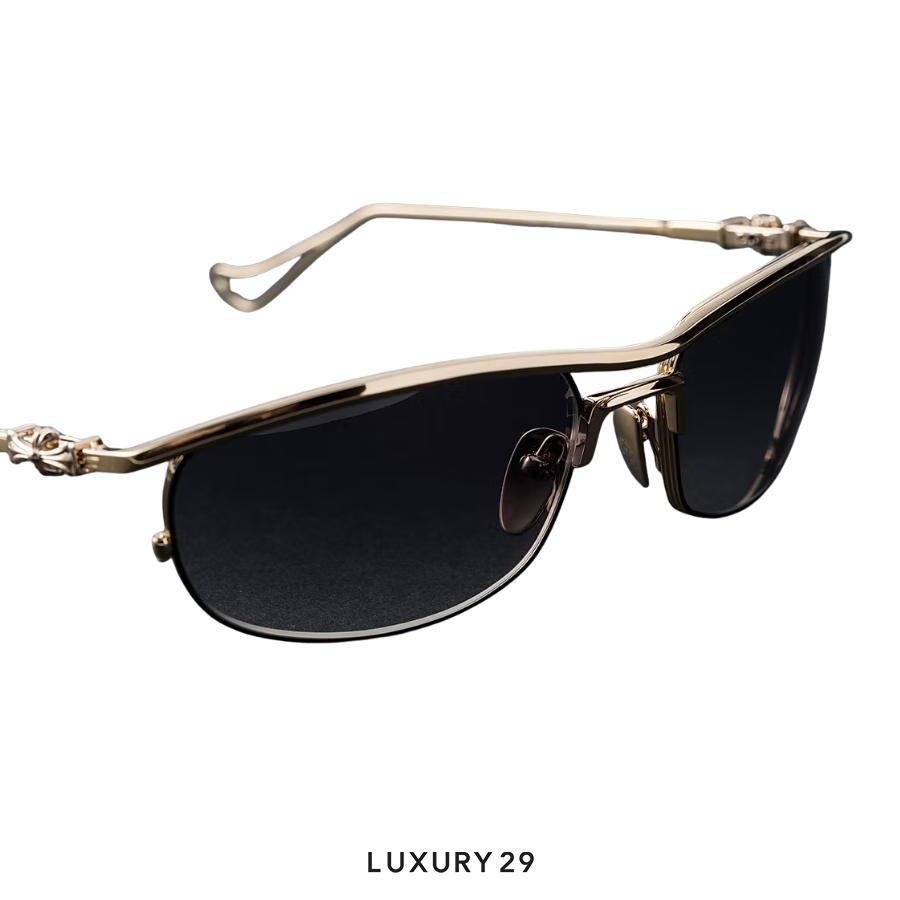 Chrome Hearts INSTAOUNCE Sunglasses Black lenses Big cross Gold CHROME HEARTS