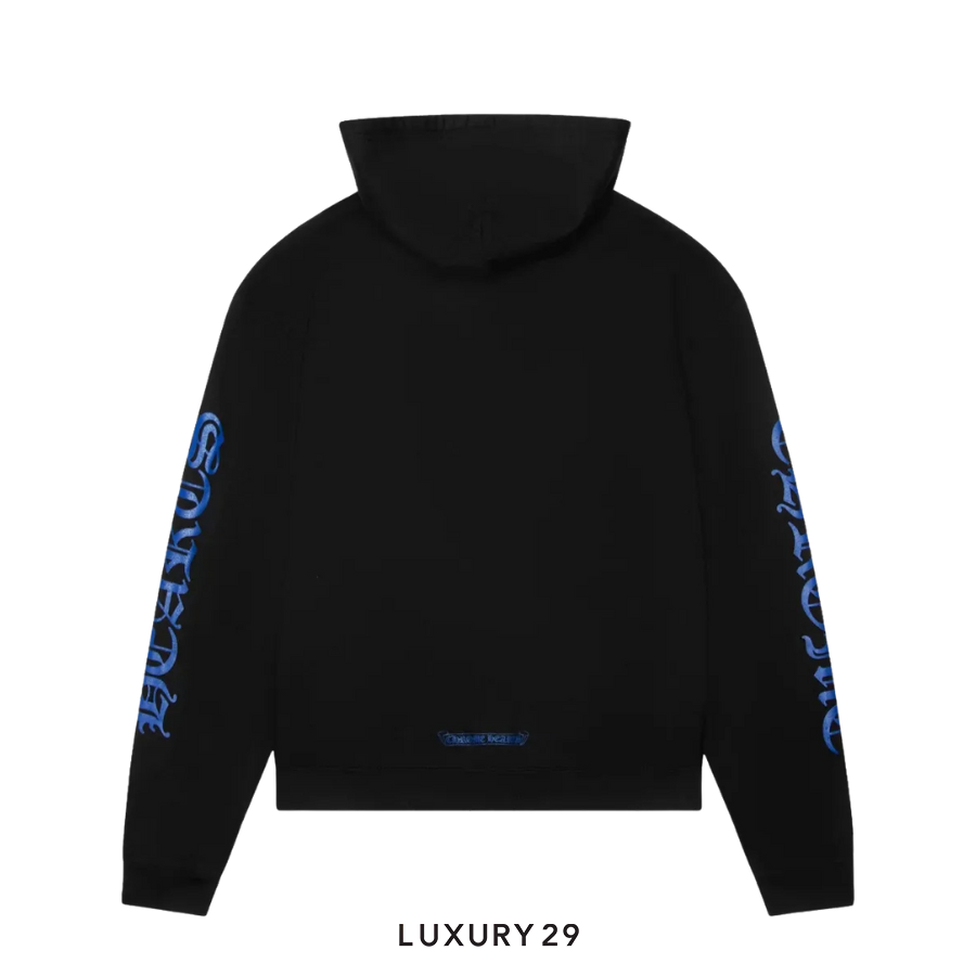 Chrome Hearts Logo Blue Zipped Hoodie Black