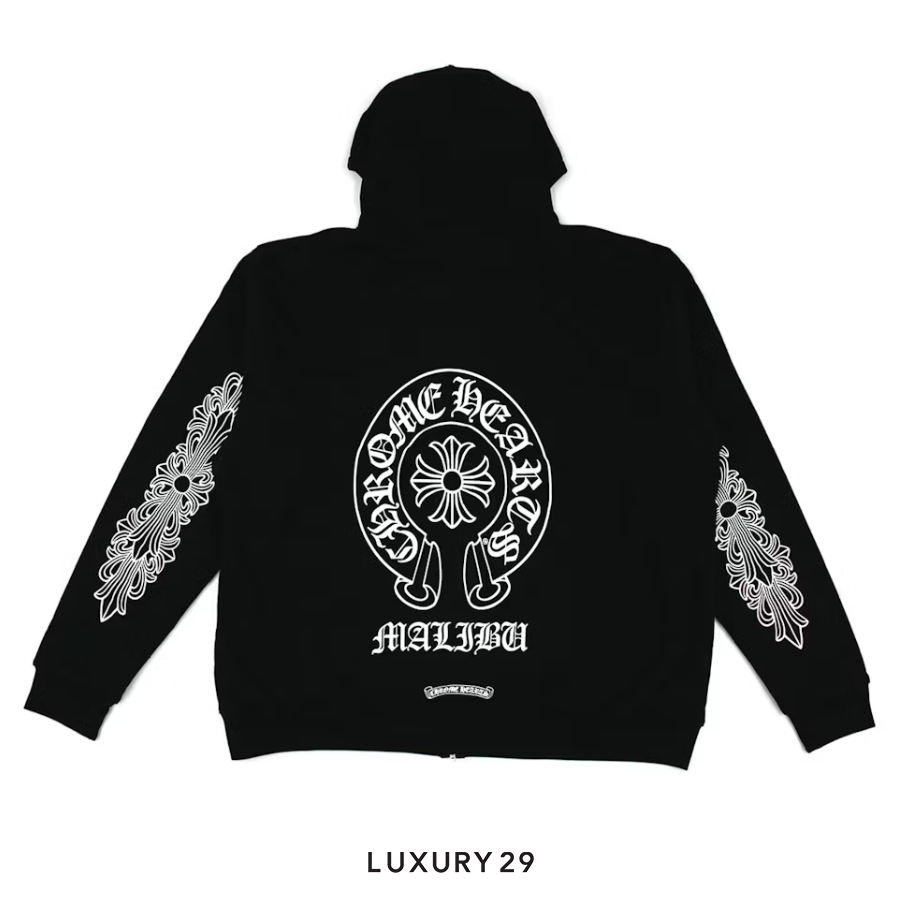 Chrome Hearts Malibu Edition Horseshoe Logo Zipped Hoodie Black CHROME HEARTS