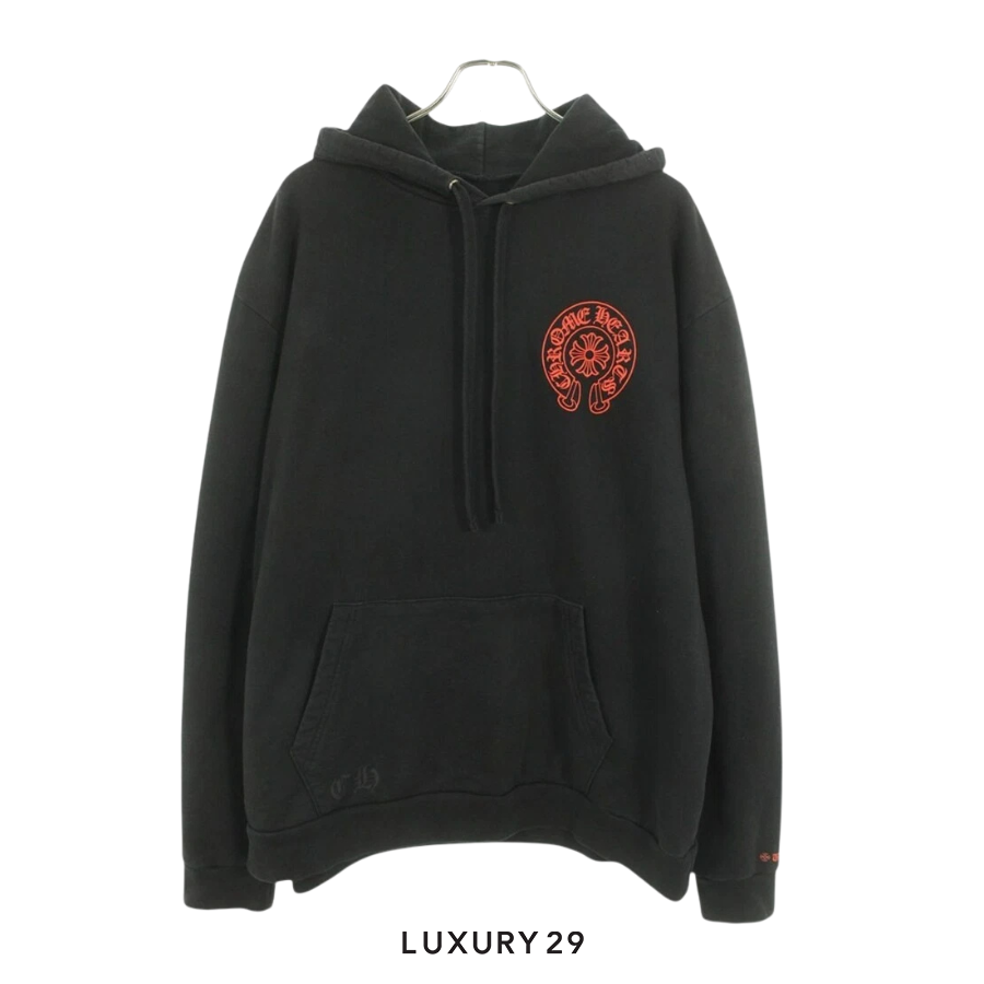 Chrome Hearts Web Exclusive Horse Shoe Logo Back Hoodie Black/Red CHROME HEARTS