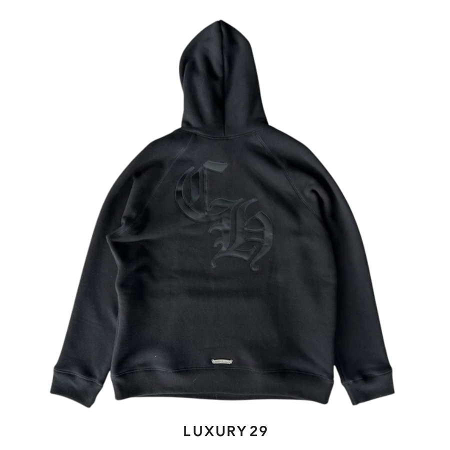 Chrome Hearts CH black on black embroidered tripple cross hoodie CHROME HEARTS