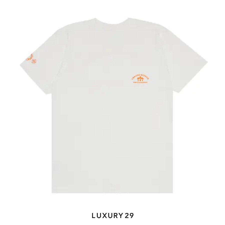 Chrome Hearts Orange Cross Slogan Short Sleeve Pocket T-Shirt White CHROME HEARTS
