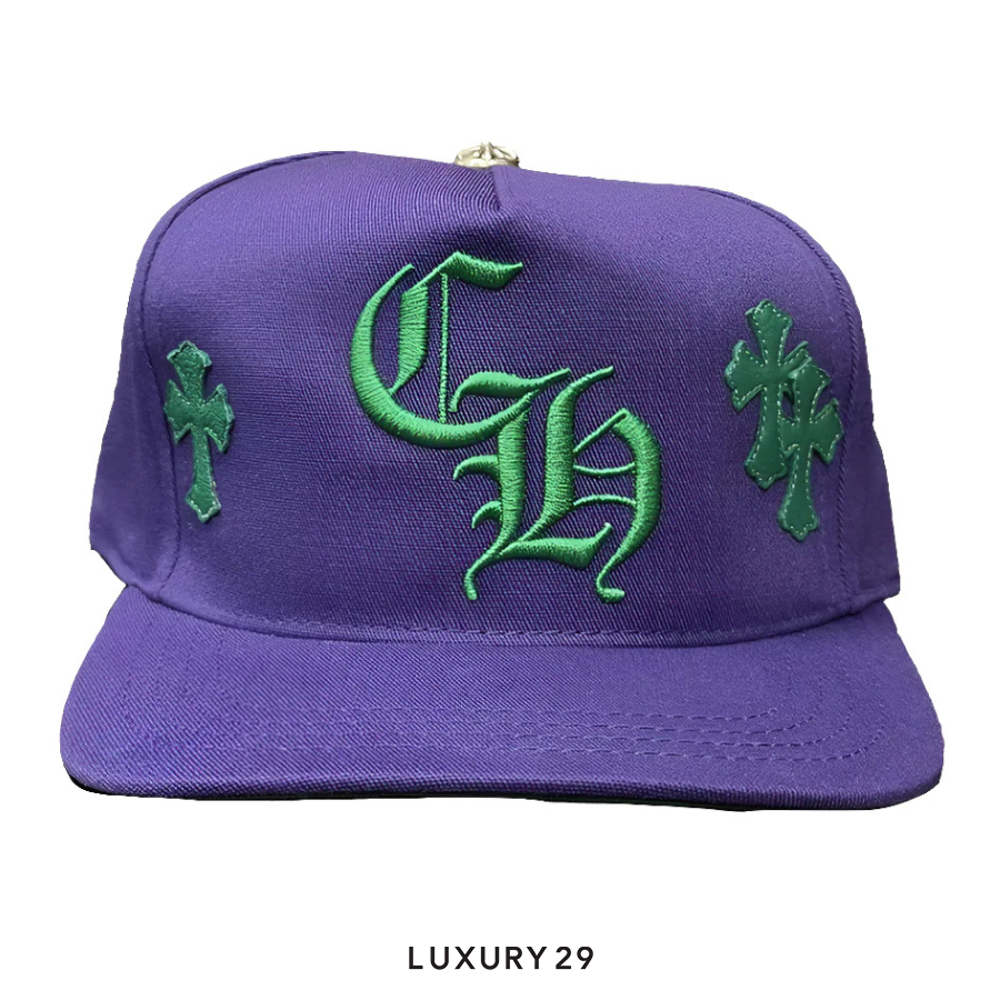 Chrome Hearts Leather Cross Patch Hat Purple/Green CHROME HEARTS