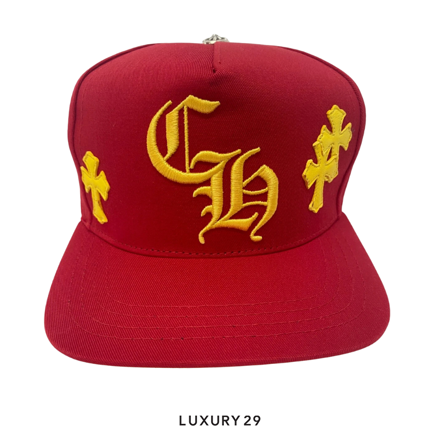 Chrome Hearts Leather Cross Patch Hat Red/Yellow CHROME HEARTS