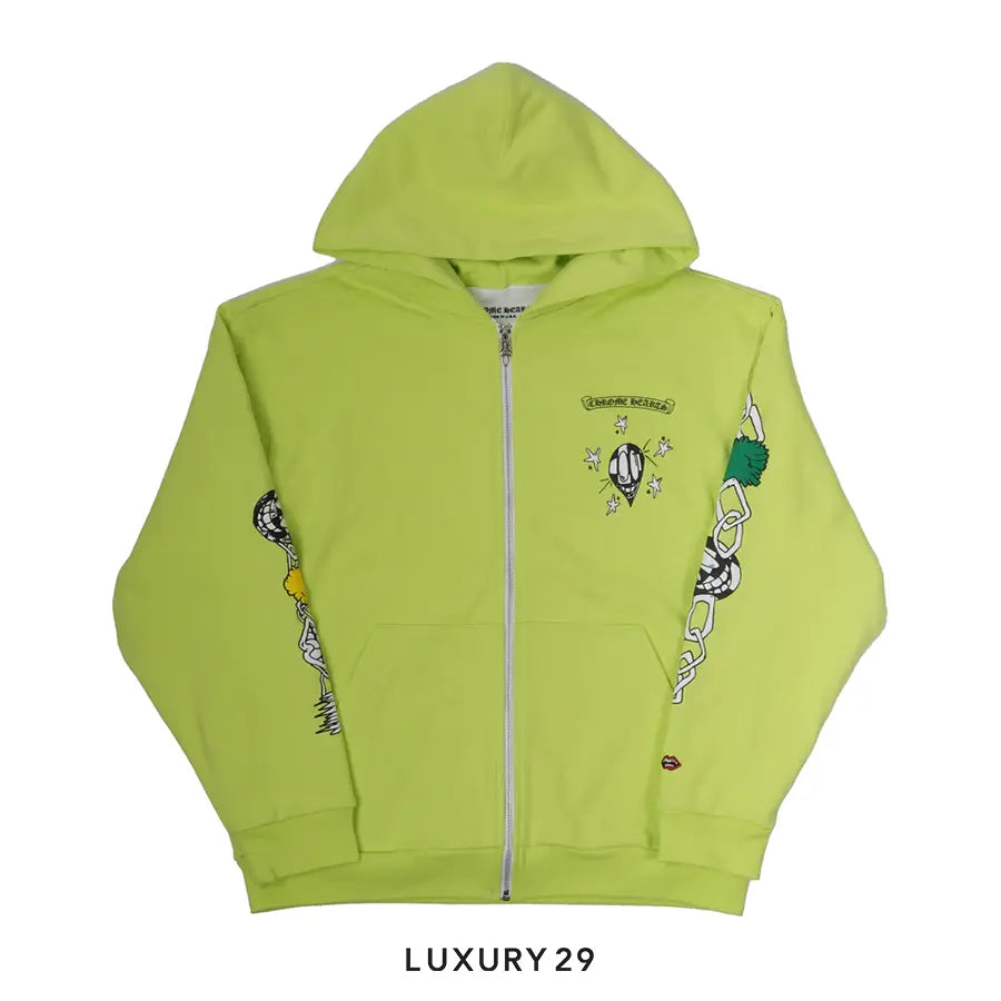 Chrome Hearts Matty Boy Link Thermal Zip Up Hoodie Green CHROME HEARTS