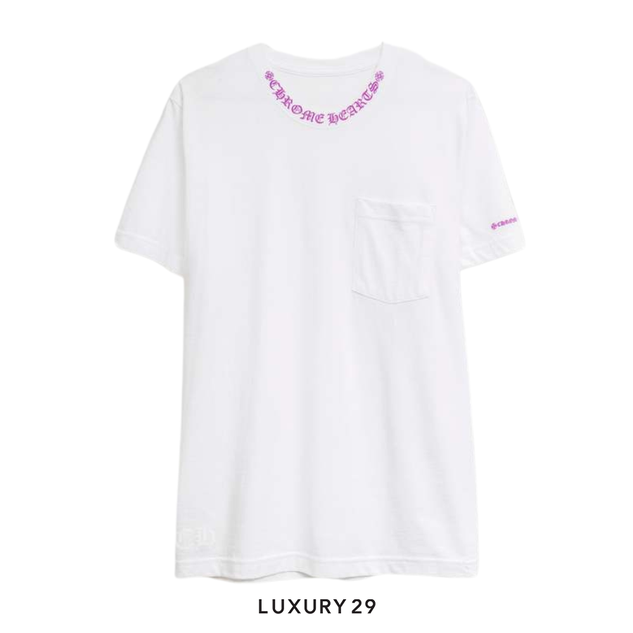 Chrome Hearts Neck Logo Pocket T-Shirt White/Purple CHROME HEARTS