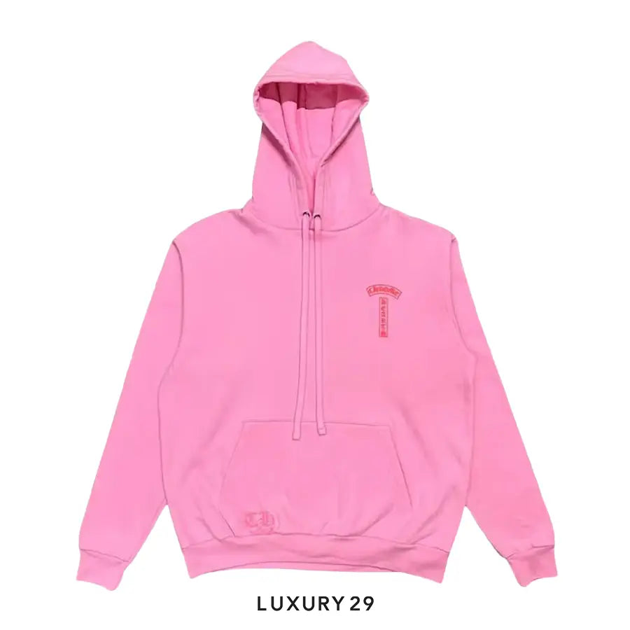 Chrome Hearts Red Logo Hoodie Pink