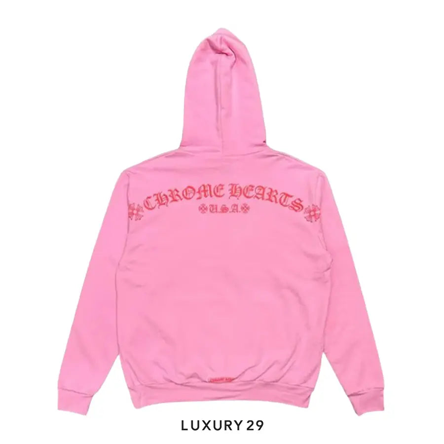 Chrome Hearts Red Logo Hoodie Pink CHROME HEARTS