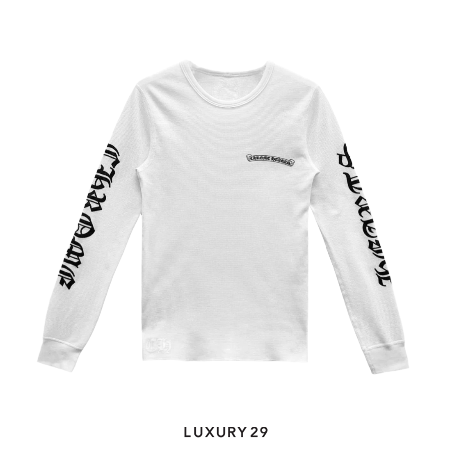 Chrome Hearts Scroll Logo Sleeve Waffle Thermal Shirt White CHROME HEARTS