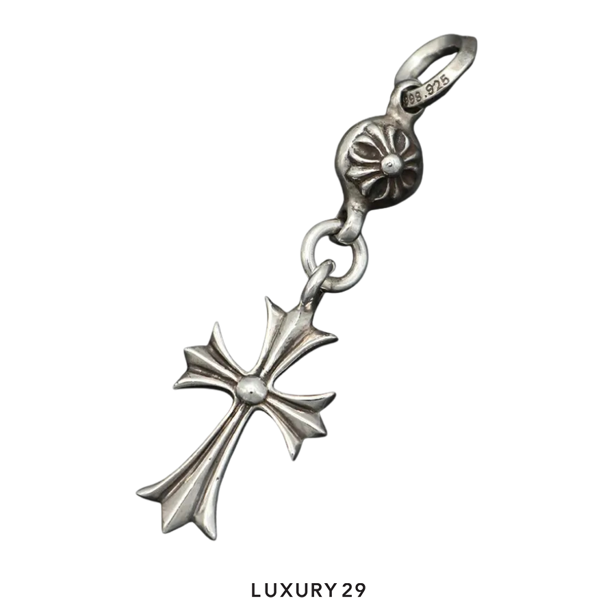 Chrome Hearts TINY CH CROSS Tiny CH Cross Charm Silver Necklace Top CHROME HEARTS