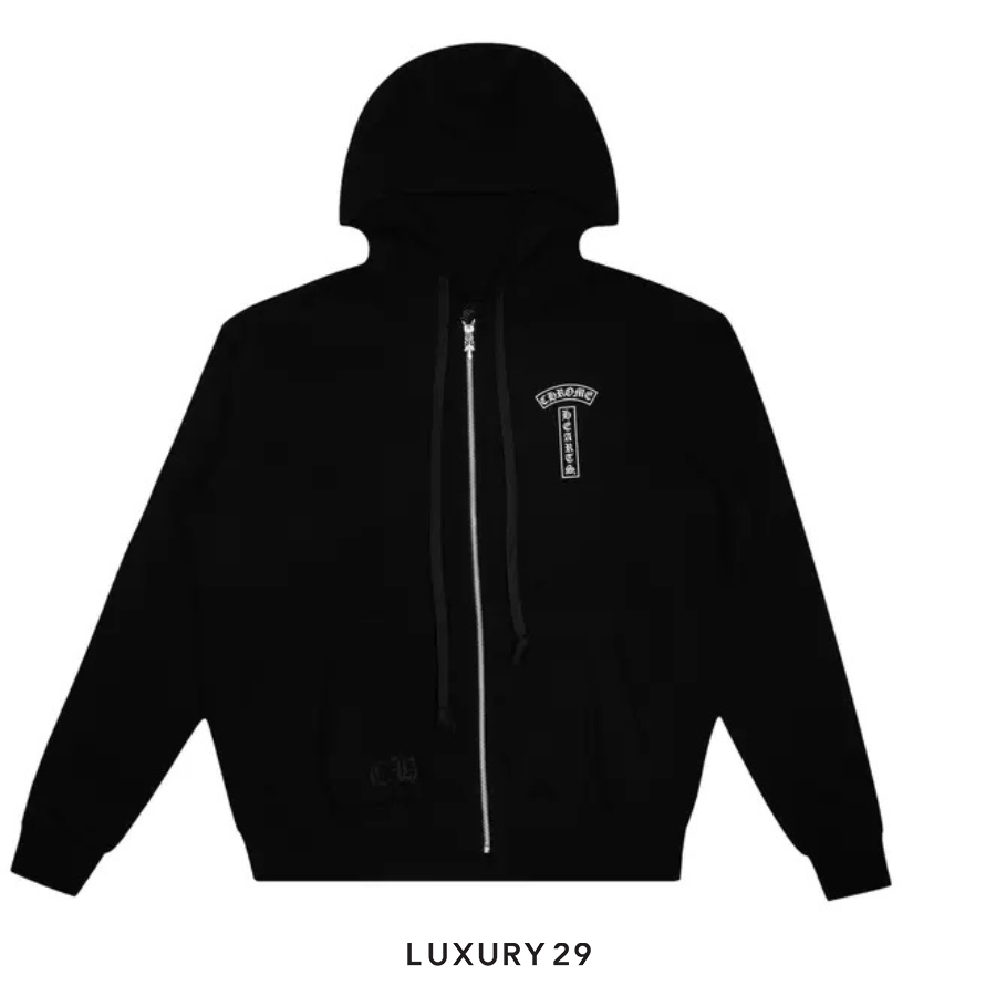 Chrome Hearts T shoulder Logo U.S.A. Zipped Hoodie Black CHROME HEARTS