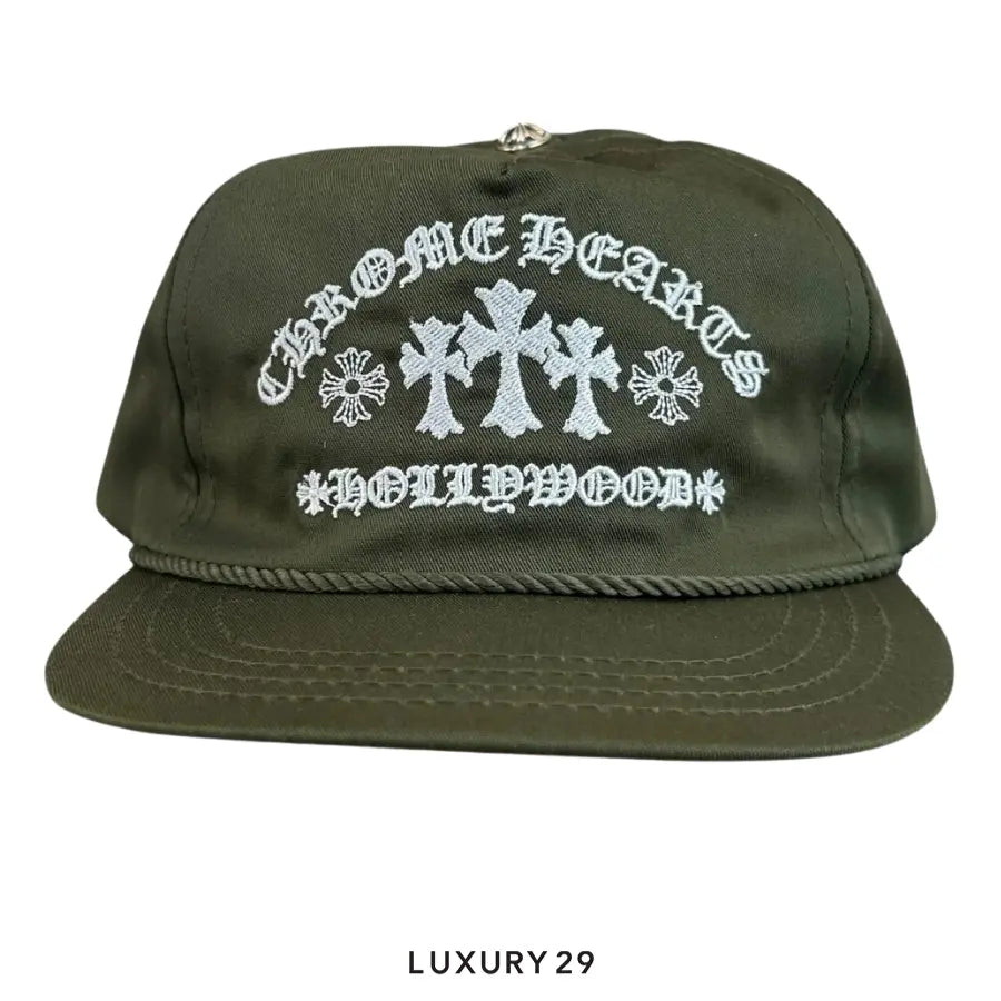 Chrome Hearts Triple Cross Embroidered Cap Khaki CHROME HEARTS Luxury29