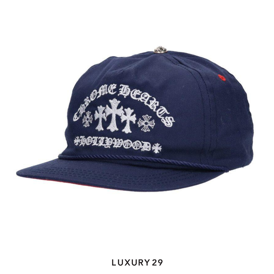 Chrome Hearts Triple Cross Embroidered Cap Navy CHROME HEARTS