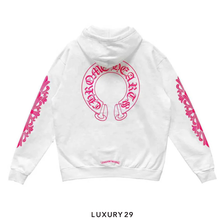 Chrome Hearts Horshoe Floral Hoodie White/Pink CHROME HEARTS Luxury29