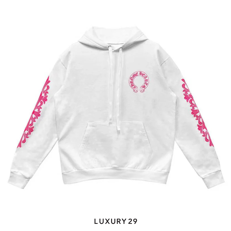 Chrome Hearts Horshoe Floral Hoodie White/Pink CHROME HEARTS Luxury29