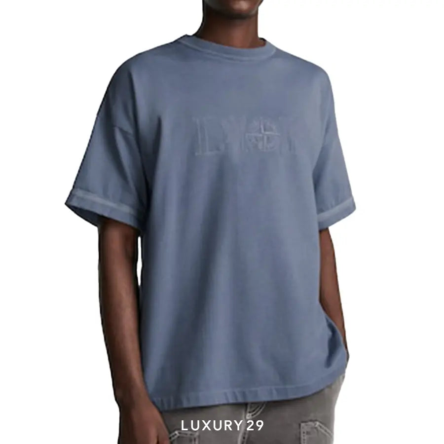 DIOR AND STONE ISLAND T-Shirt, Oversized Fit Blue Cotton Jersey DIOR