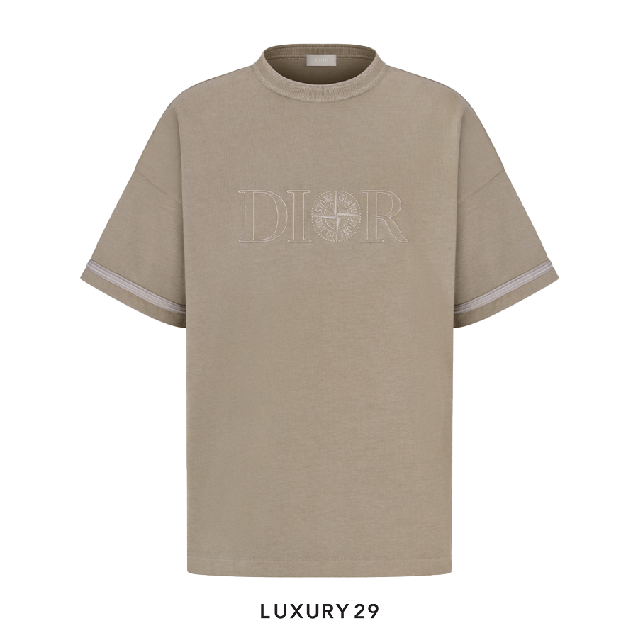 DIOR AND STONE ISLAND T-Shirt, Oversized Fit Brown Cotton Jersey DIOR