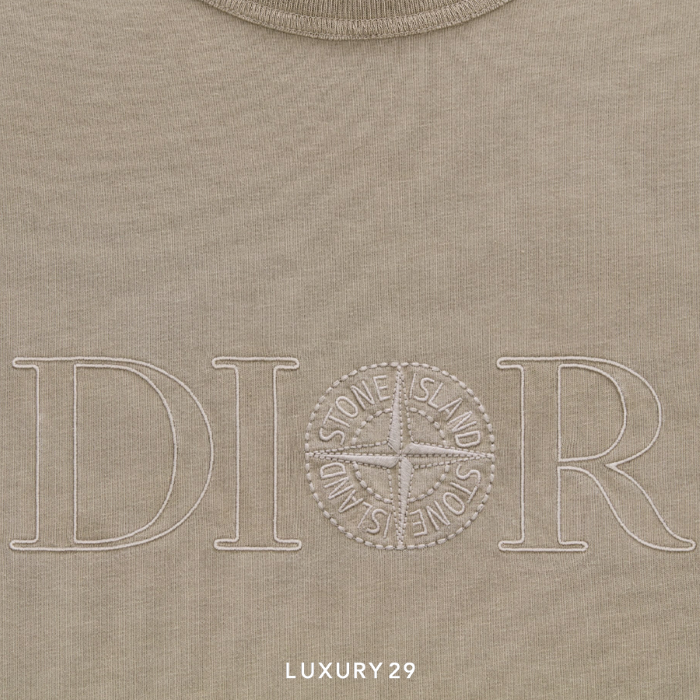 DIOR AND STONE ISLAND T-Shirt, Oversized Fit Brown Cotton Jersey DIOR