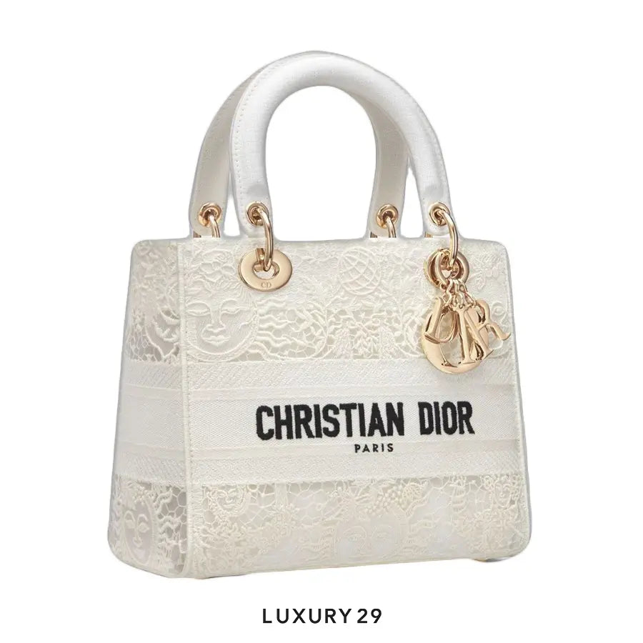DIOR Lady D-Lite Bag White Toile de Jouy Soleil Macrame Embroidery DIOR