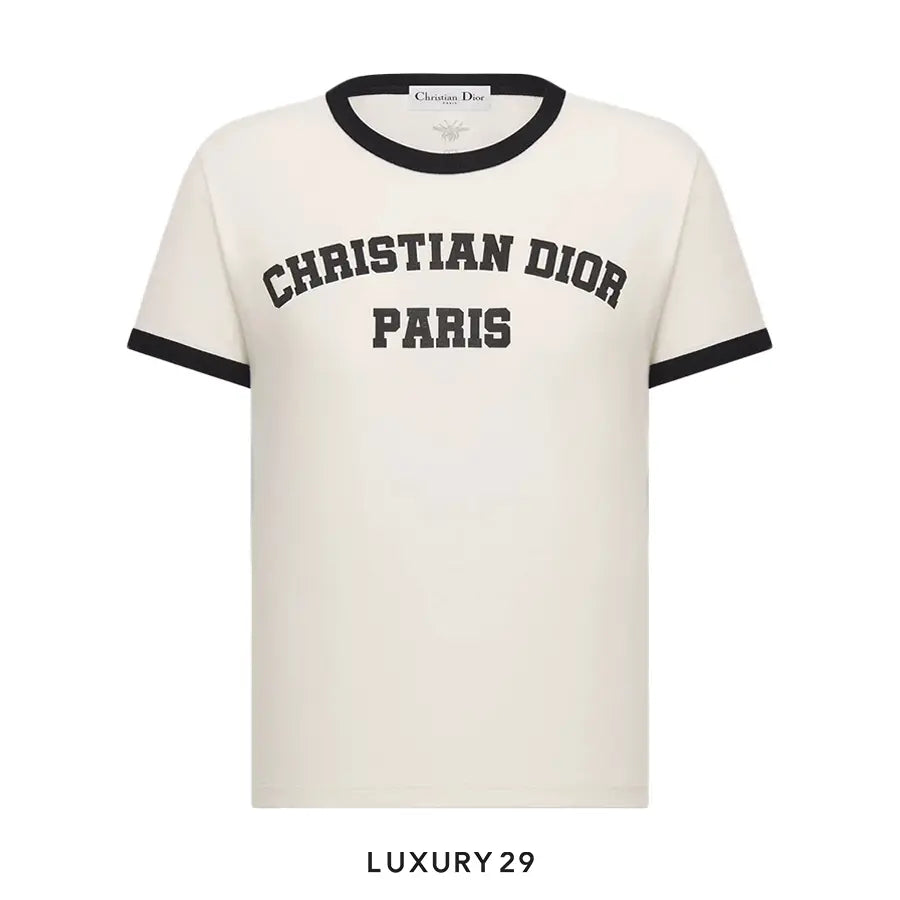 DIOR T-Shirt Cotton and Linen Jersey White and Black
