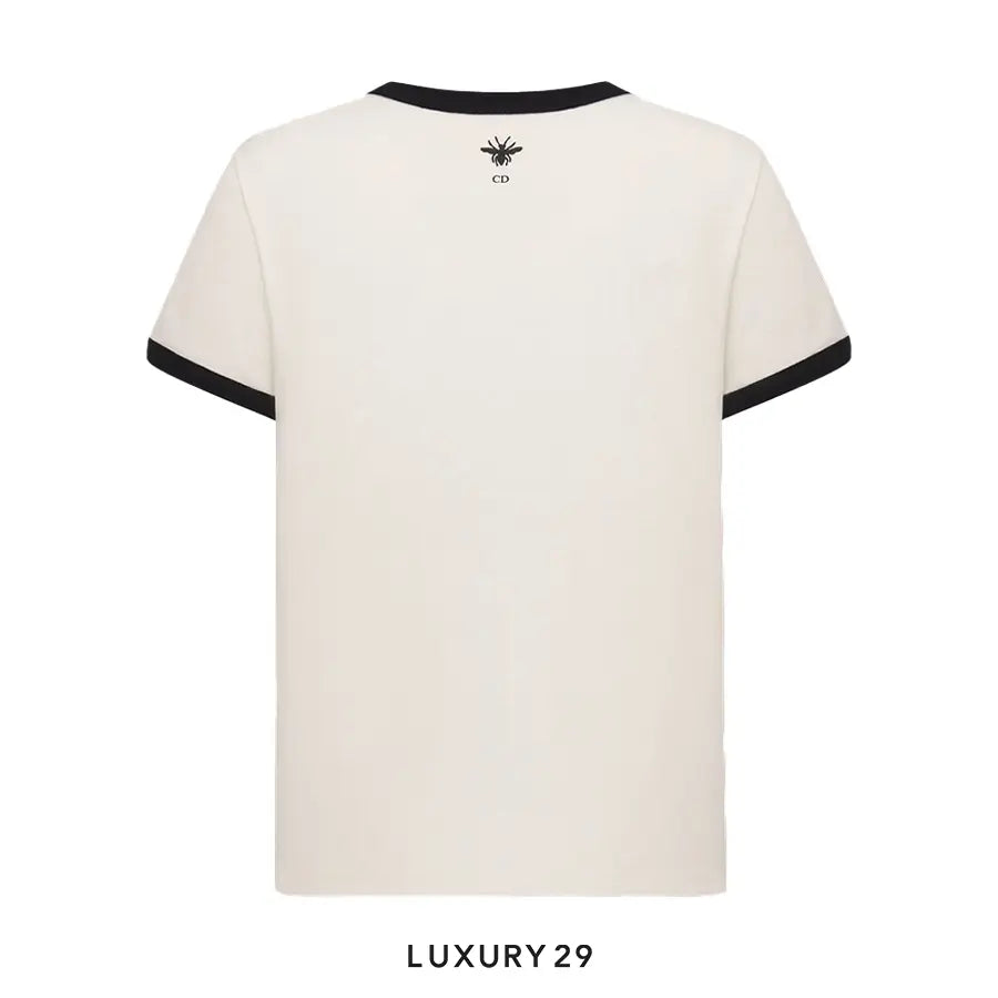 DIOR T-Shirt Cotton and Linen Jersey White and Black DIOR