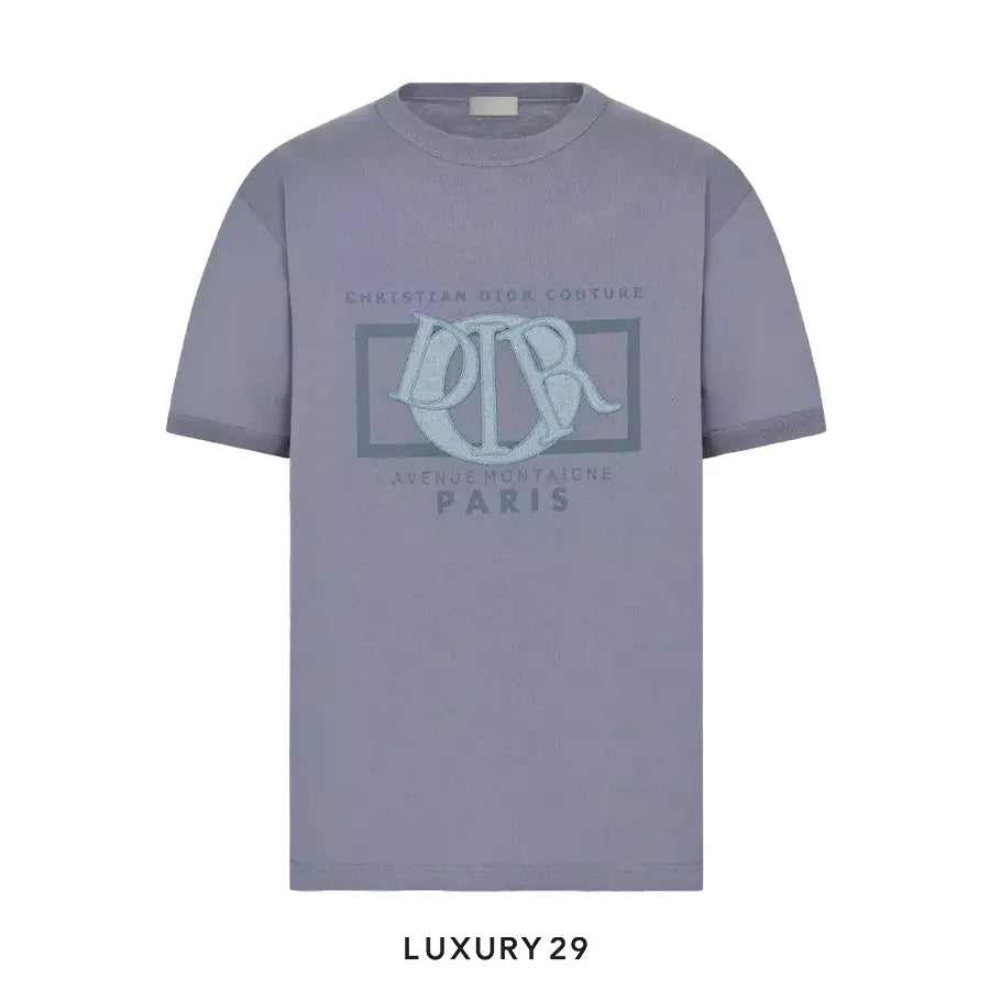 Dior Big O patch letter Logo print T-shirt short sleeve gray