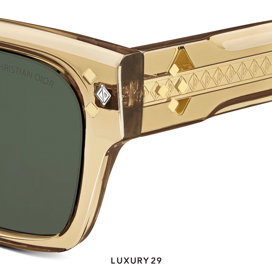 Dior CD Diamond S2I Translucent Yellow Rectangular Sunglasses