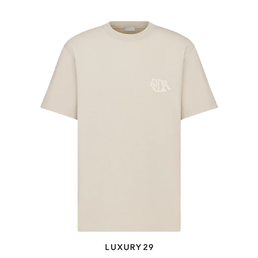 Dior Charm T-Shirt Relaxed Fit Beige Cotton Jersey DIOR