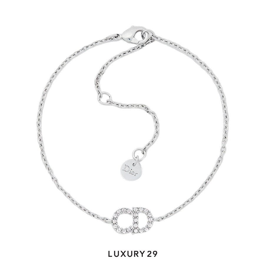 Dior Clair D Lune Bracelet Silver-Finish Metal and White Crystals DIOR