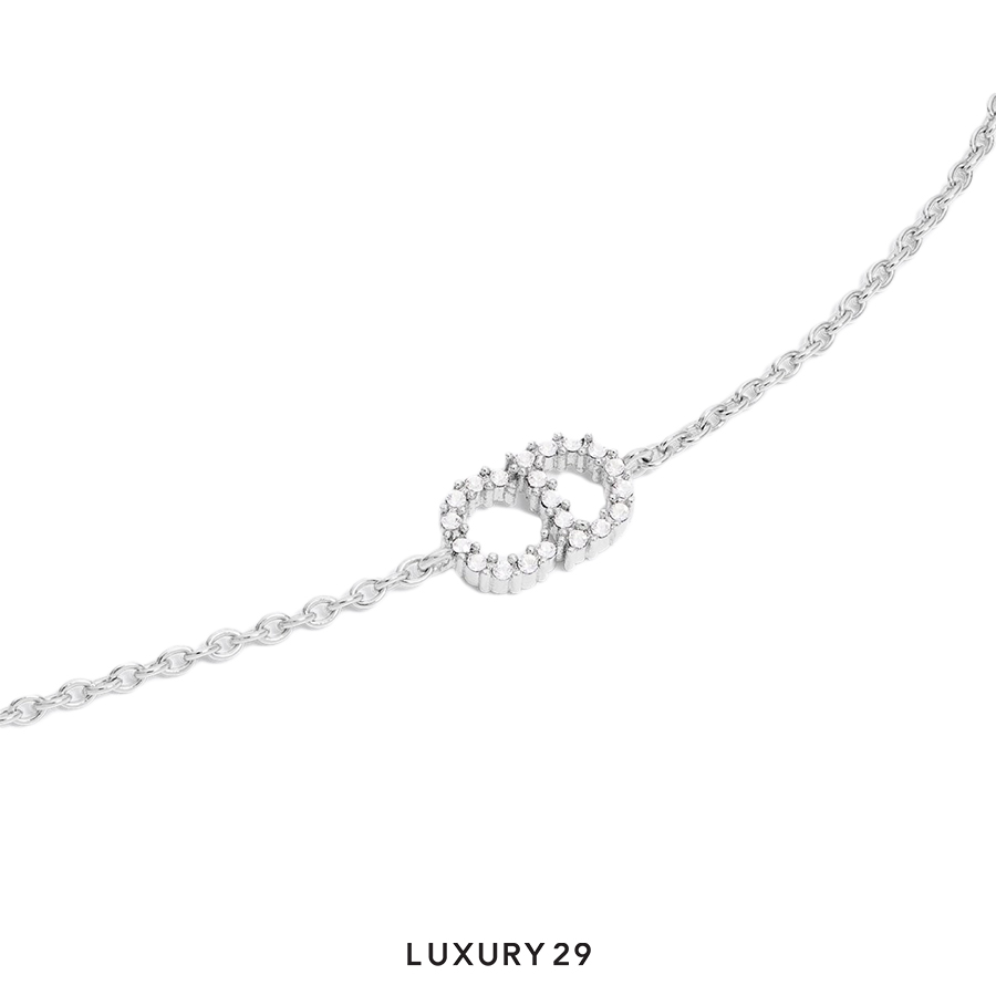 Dior Clair D Lune Bracelet Silver-Finish Metal and White Crystals DIOR
