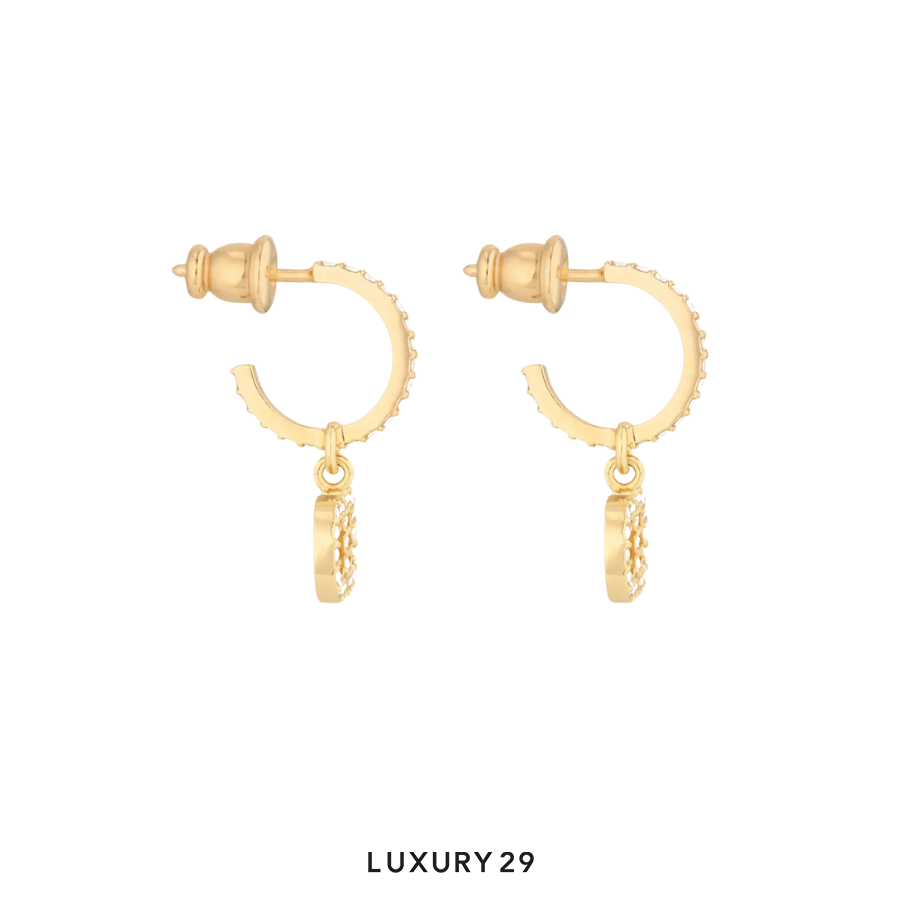Dior Clair D Lune Earrings Gold-Finish Metal and White Crystals DIOR