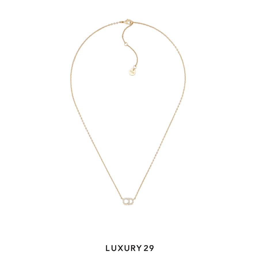 Dior Clair D Lune Necklace Gold-Finish Metal and White Crystals DIOR