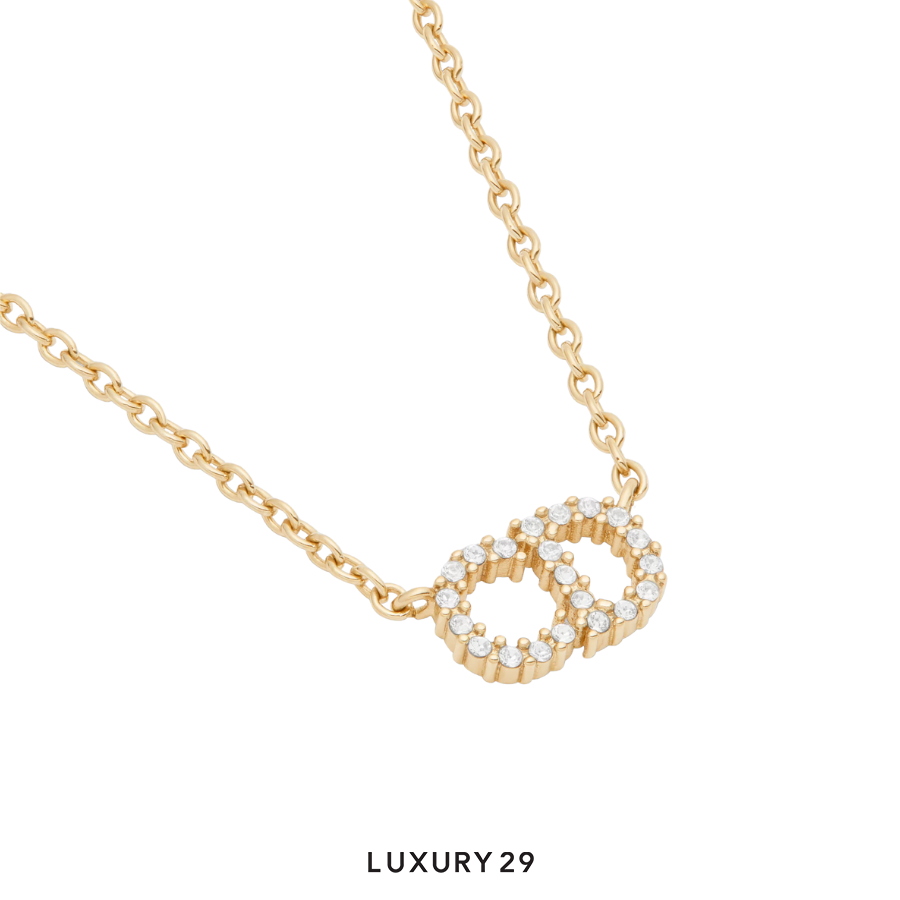 Dior Clair D Lune Necklace Gold-Finish Metal and White Crystals DIOR