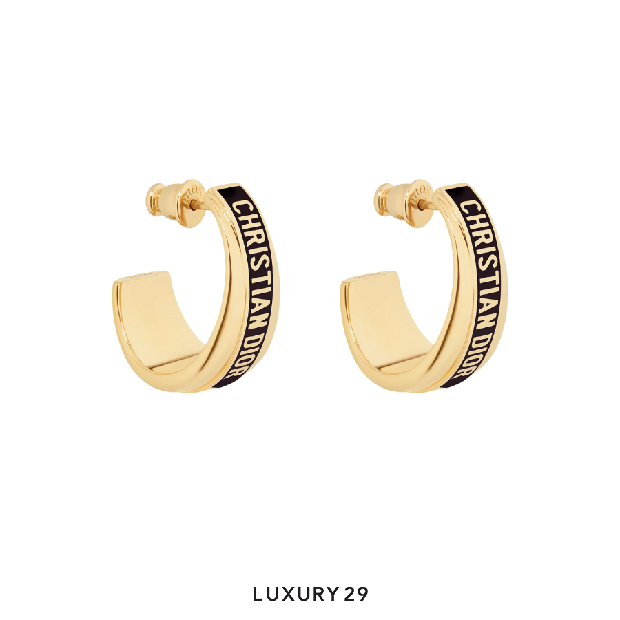 Dior Code Earrings Gold-Finish Metal and Black Lacquer DIOR
