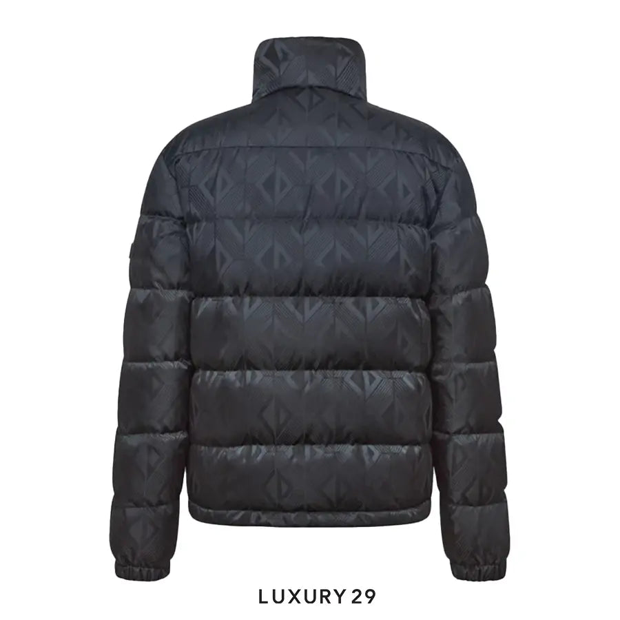 Black quilted jacket on a white background with 'LUXURY 29' branding.
