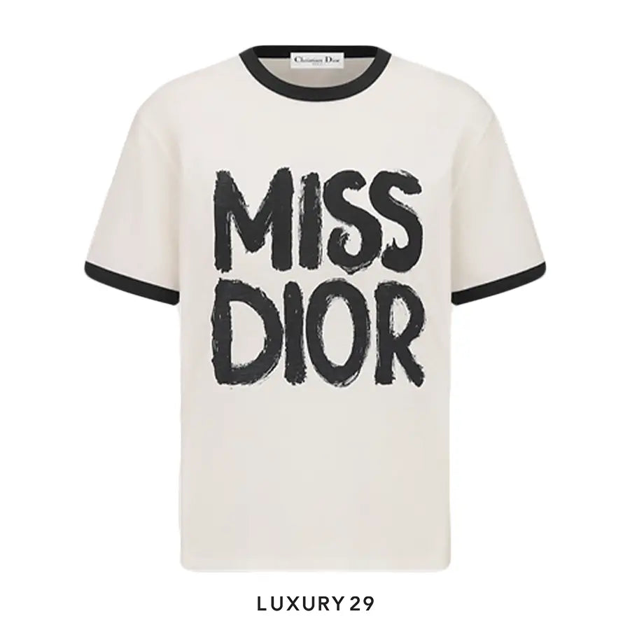 Dior Dio(r)White Cotton and Linen Jersey with Black Miss Dior Graffiti Motif DIOR