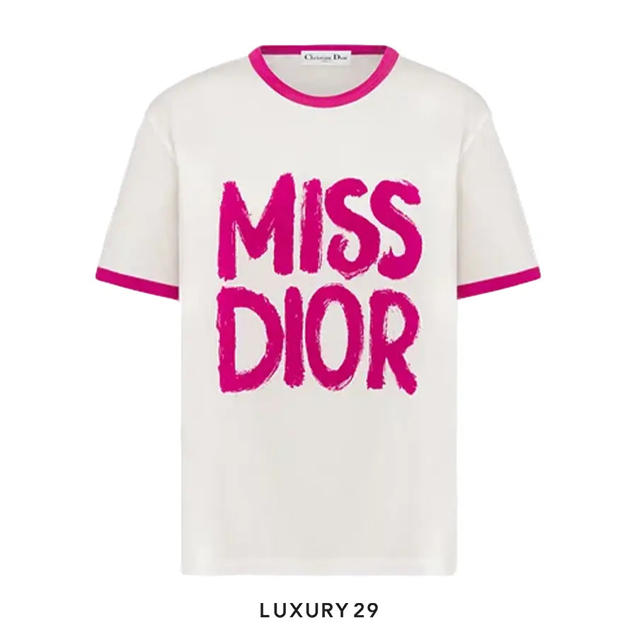 Dior Dio(r)White Cotton and Linen Jersey with Fuchsia Miss Dior Graffiti Motif