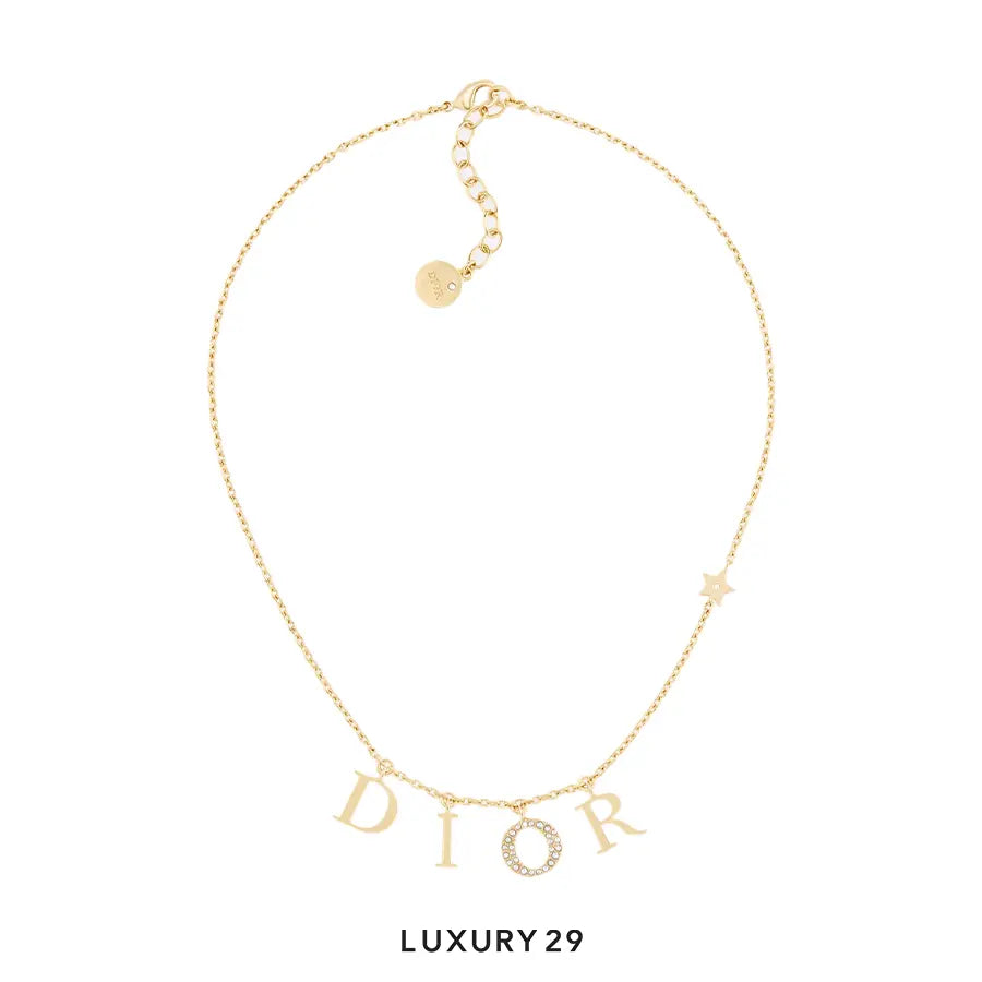 Dior (r)evolution Necklace Gold-Finish Metal and White Crystals