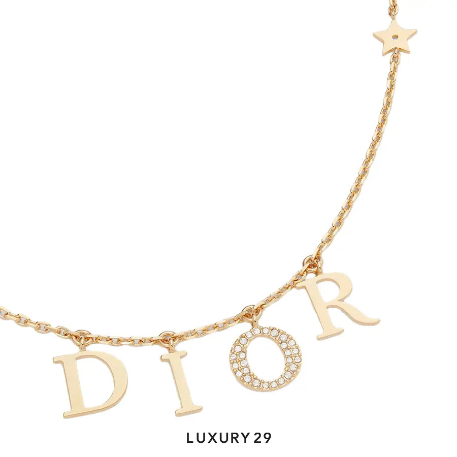 Dior (r)evolution Necklace Gold-Finish Metal and White Crystals DIOR