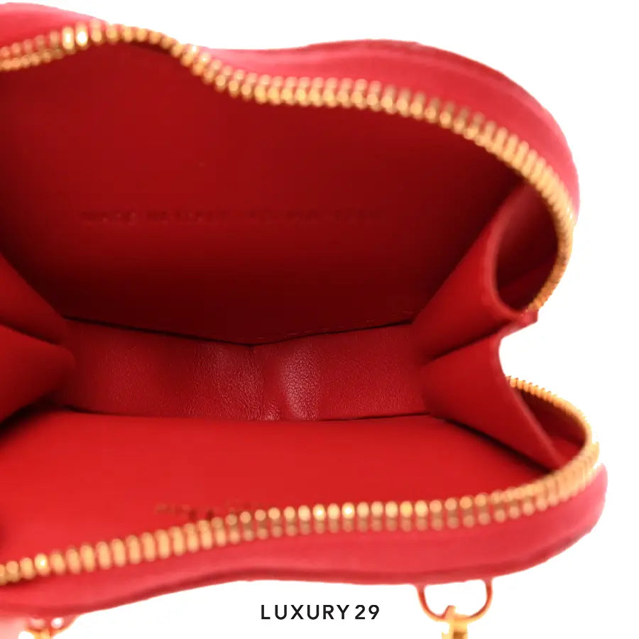 Dior Dioramour Dior Caro Heart Pouch with Chain Red Cannage Calfskin with Heart Motif DIOR
