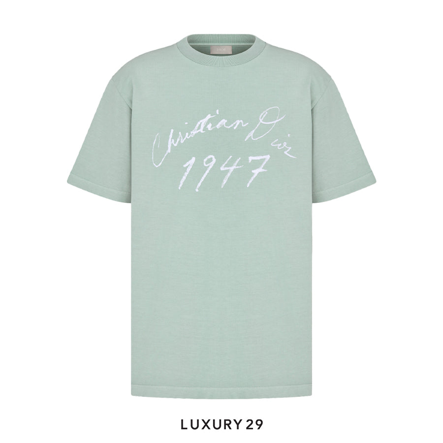 Dior Handwritten Cotton Jersey T Shirt Mens Blue