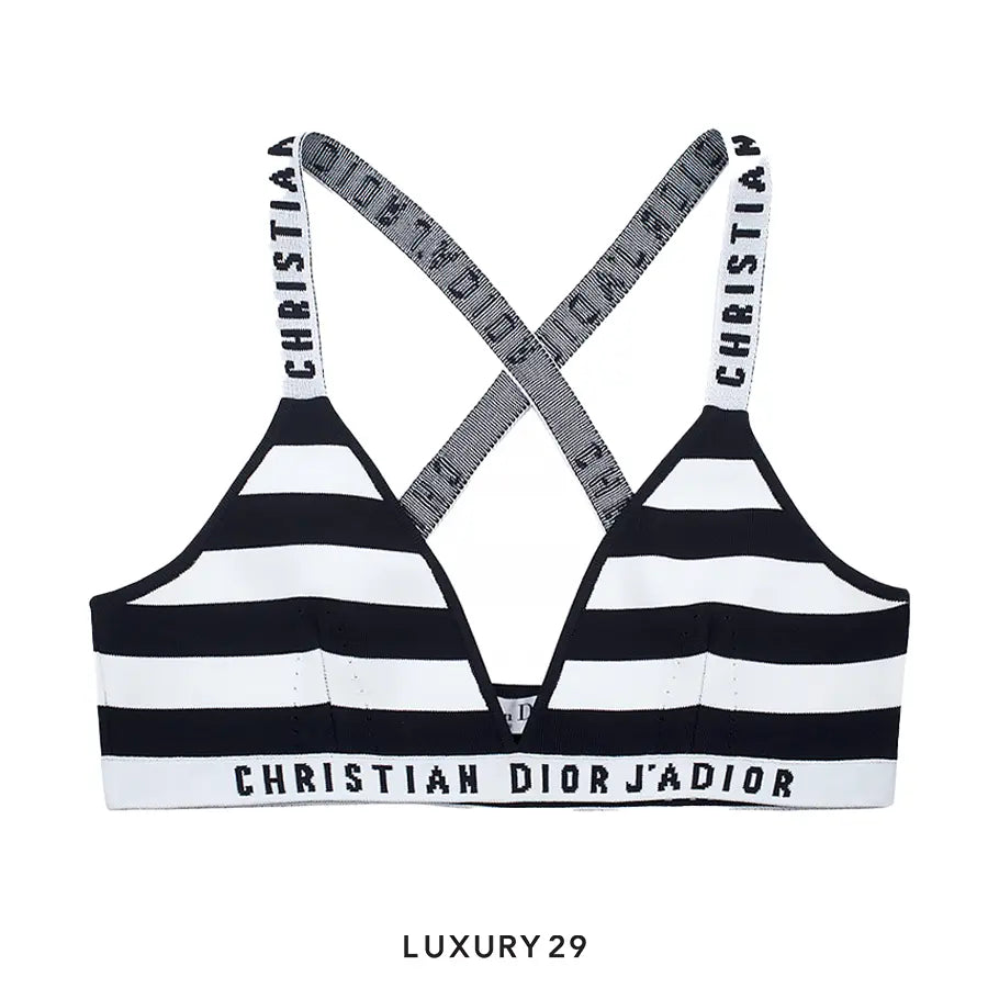 Dior J'adior Logo Striped Strap Bar Bralette DIOR