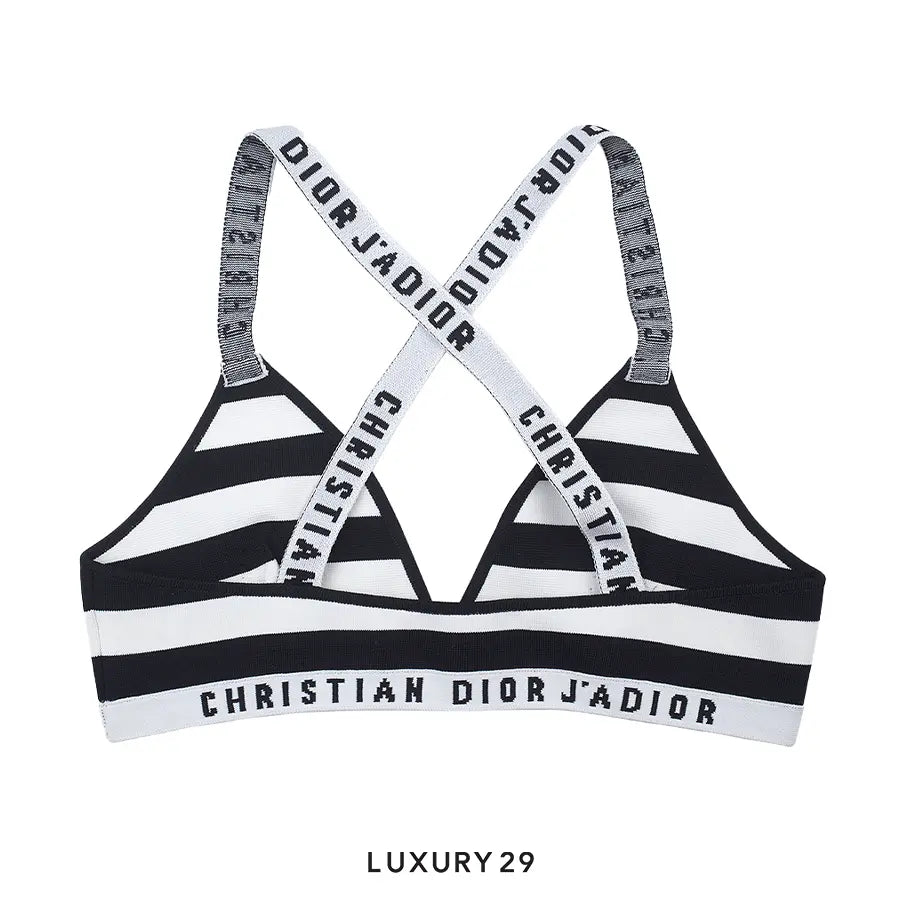 Dior J'adior Logo Striped Strap Bar Bralette DIOR